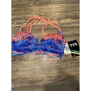 TYR Women's Size Small Coral Blue Active Wear Workout Bra Swim Top. NWT. 10